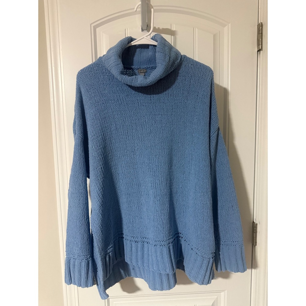 Aerie Blue Chenille Turtleneck Sweater Oversized Knit Small